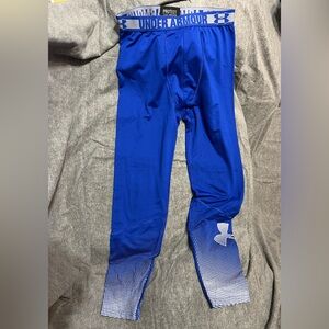 Under Armour Fitted Boys Blue Leggings Cold Gear Youth XL